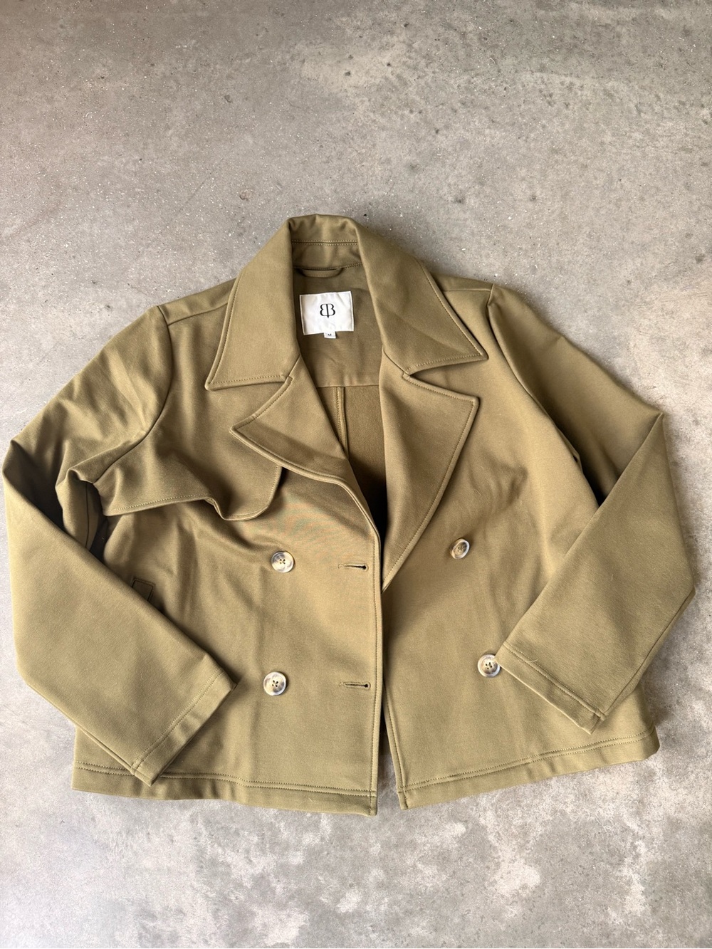 Fabletics Olive Green Double-Breasted Peacoat
